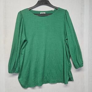 Max Studio London Green Textured Blouse Knit Scoop Neck Top Plus Size 1X